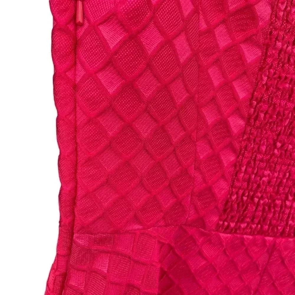 Anthropologie Red Textured Fit & Flare Dress Retro Holiday